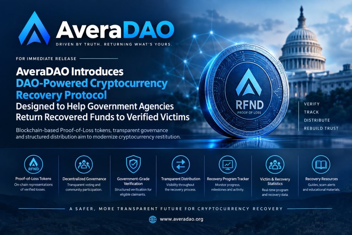 Averadao Launches DAO-Powered Protocol for Transparent Cryptocurrency Recovery and Victim Restitution